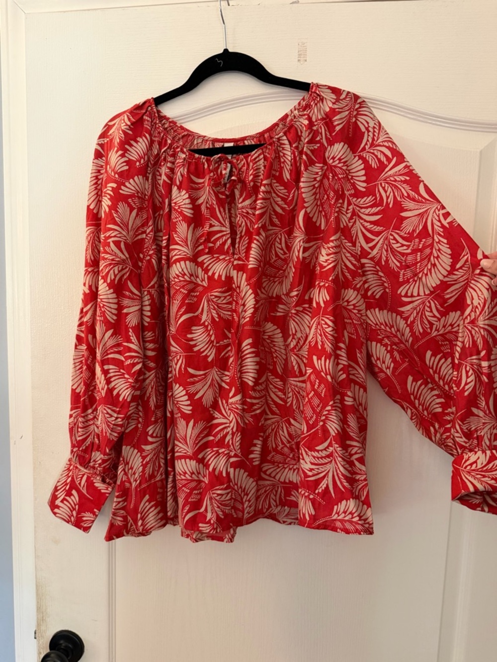 torrid Red Tropical Leaf Peasant Blouse
